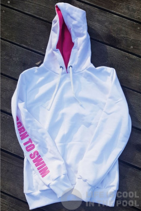 BornToSwim Sweatshirt Hoodie Junior White/Pink