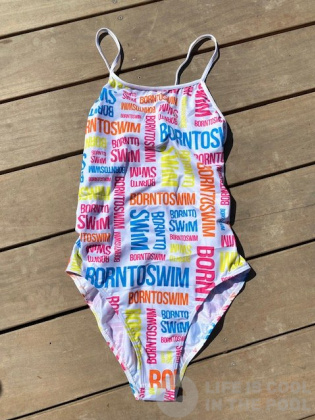 Women's swimwear BornToSwim Logo Swimsuit Rainbow