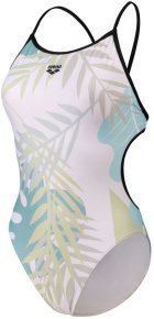 Arena Light Floral Swimsuit Lace Back Black/White Multi Arena Light Floral Swimsuit Lace Back Black/White Multi