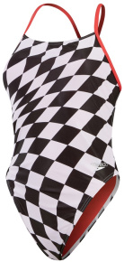 Speedo Womens Allover Digital Tie Back Chequered Flag Speedo Womens Allover Digital Tie Back Chequered Flag
