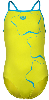 Arena Star Graphic Swimsuit Lightdrop Back Girls Lime