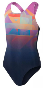 Speedo Digital Placement Splashback Girls Pink/Navy Speedo Digital Placement Splashback Girls Pink/Navy