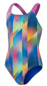 Speedo Printed Allover Powerback Girls Pink/Blue Speedo Printed Allover Powerback Girls Pink/Blue