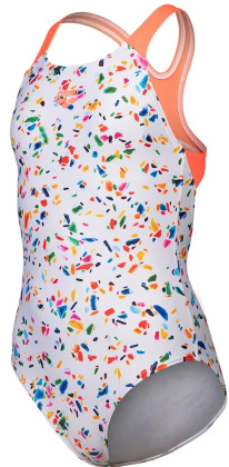 Arena Performance Confetti Swim Pro Back Girls White Multi/Bright Coral